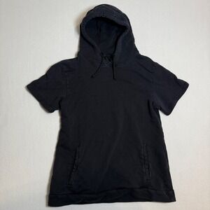 Alphalete Short Sleeve Hoodie Pullover‎ with Pockets Athleisure Black Mens L